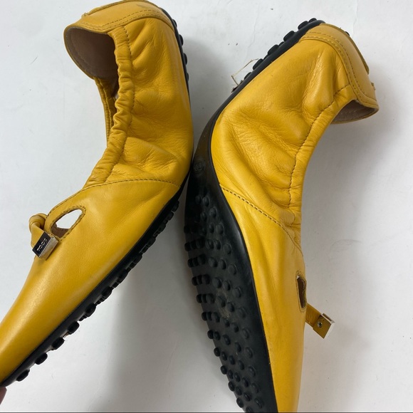 TODS Foldable Yellow Leather Ballet Flats 38/ 8 - Picture 5 of 9